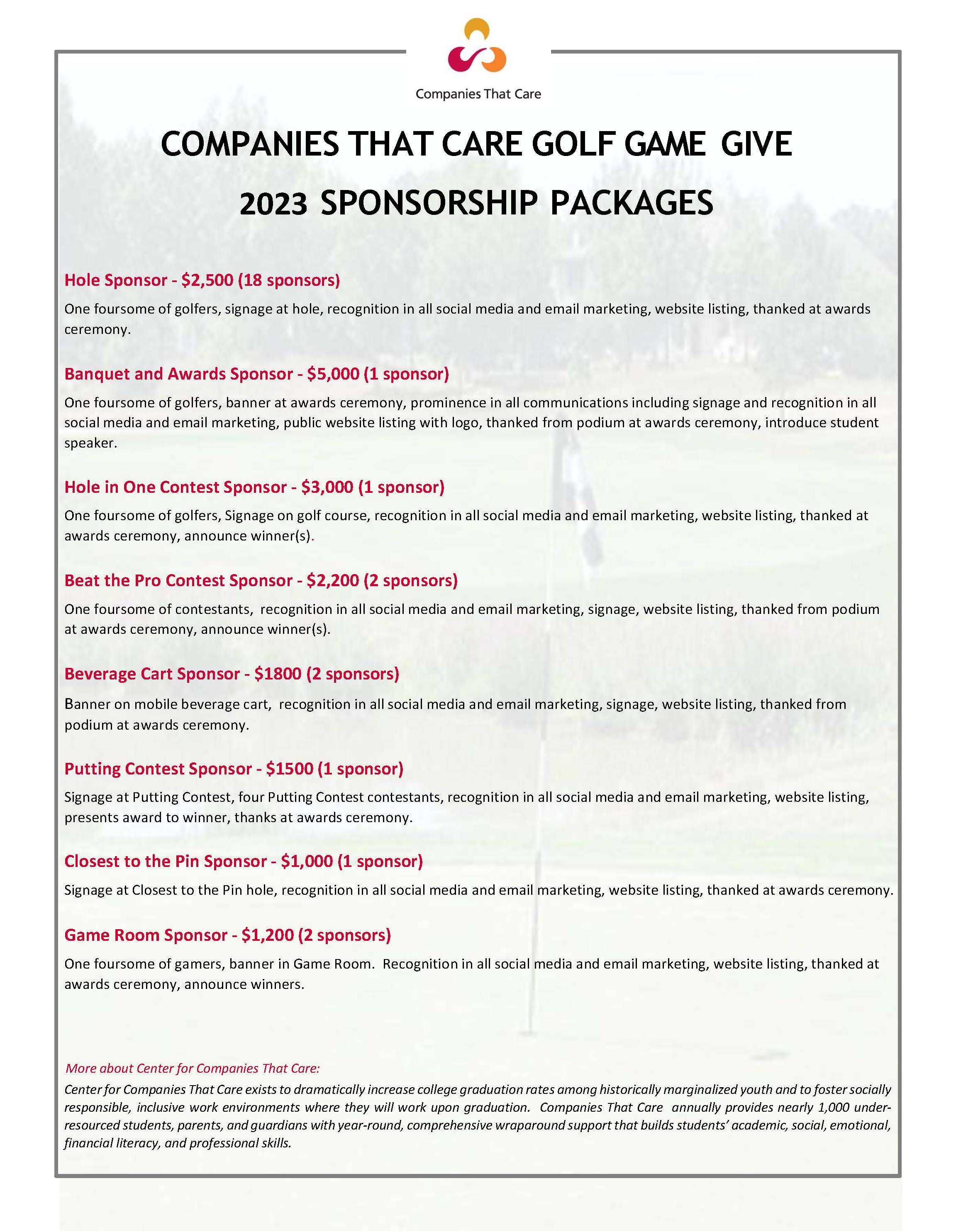 2023 Golf Sponsorship Package for Website FINAL